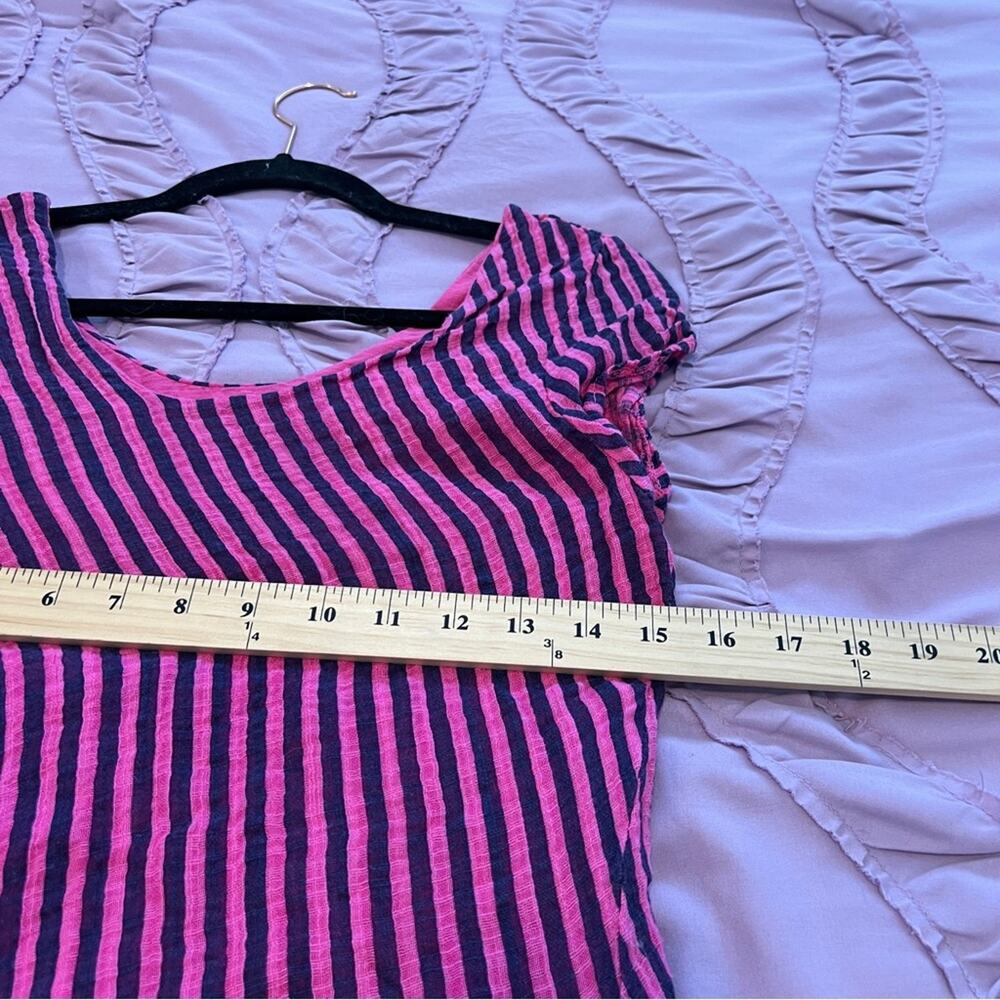 Angela Mara XSmall Womens Lagenlook Dress Artsy Striped Pink Navy - Picture 7 of 9